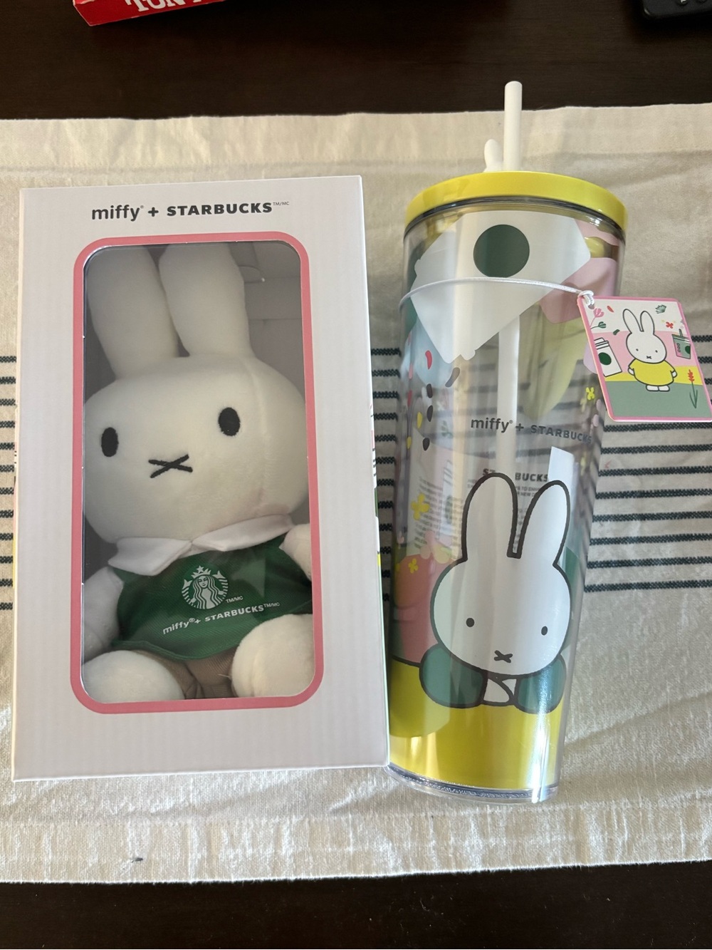 Miffy X Starbucks collection. Miffy White Plush & Green Starbucks Tumbler Set